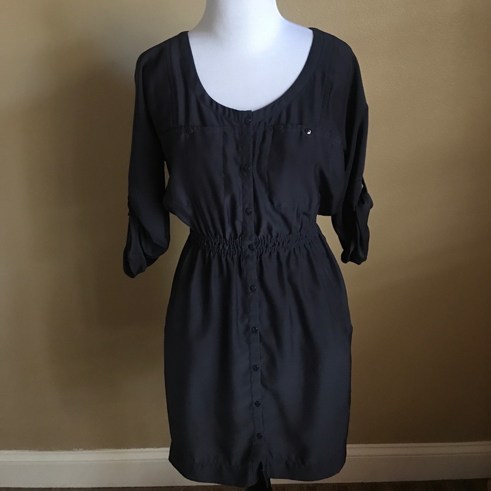 Silence + Noise Button Down Black Dress